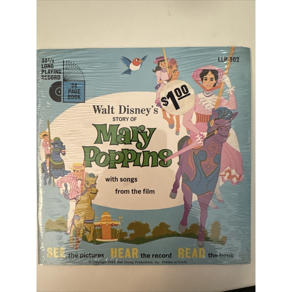 1965 Walt Disney's Story Of Mary Poppins‎ Disneyland Record and Book LLP302